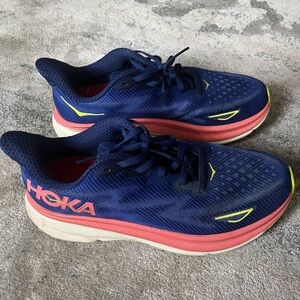 Hoka Blue and Pink Athletic Shoes